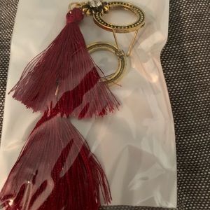 Burgundy tassel gold and Diamond accent